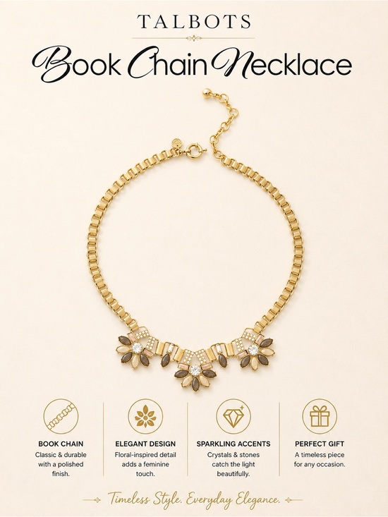 Talbots Jewelry - Talbots Gold Floral Book Chain Necklace